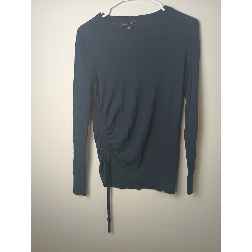 Banana Republic Wool Navy Blue light Sweater Drawstring Career Office Holiday XS
